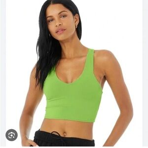 ALO Yoga Lime Green V-Neck Racerback Sports Bra